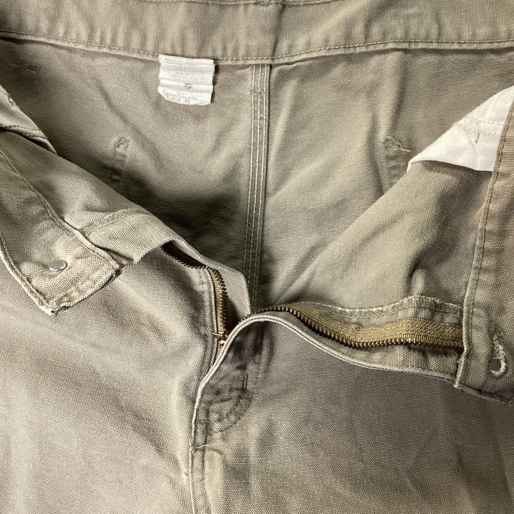 Carhartt Mens Size 40x32 Khaki Tan Duck Canvas Carpenter Work Pants Utility - Picture 4 of 8